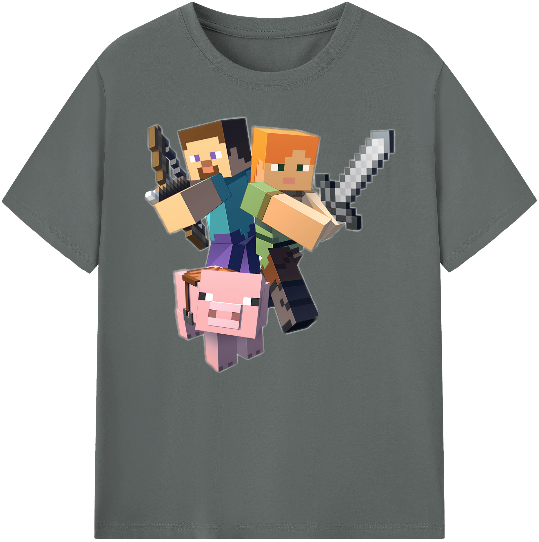 （画像用） マインクラフト ブロックの世界 Minecraft MC Block world 綿100％ メンズ半袖Tシャツ｜肌触りやわらか＆通気性
